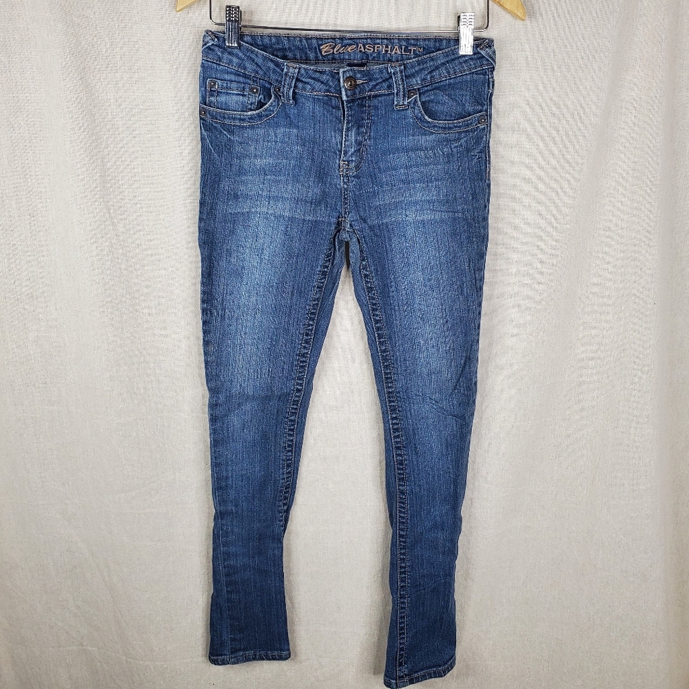 ♡ Blue Asphalt Low Rise Boot Cut Jeans Y2K Size 5 Short